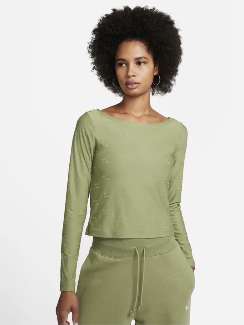 Nike Air Olive Green Long Sleeve Crop Top XXL